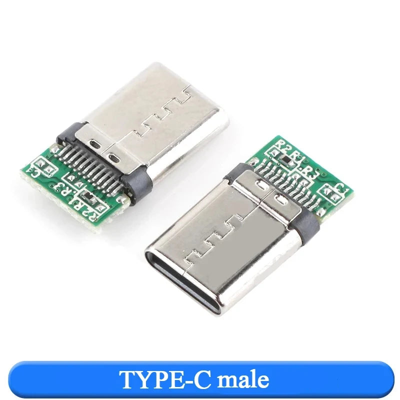 10Pcs USB 3.1 Type-C Connector 24 Pins Male / Female Socket Receptacle Adapter to Solder Wire & Cable 24 Pins Support PCB Board