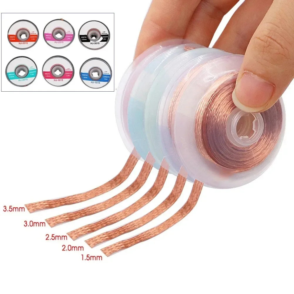 1.0mm/1.5mm/2.0mm/2.5mm/3.0mm/3.5mm Desoldering Braid Tape Copper Solder Wire Soldering Wicks Tin Solder Removal Braid Welding