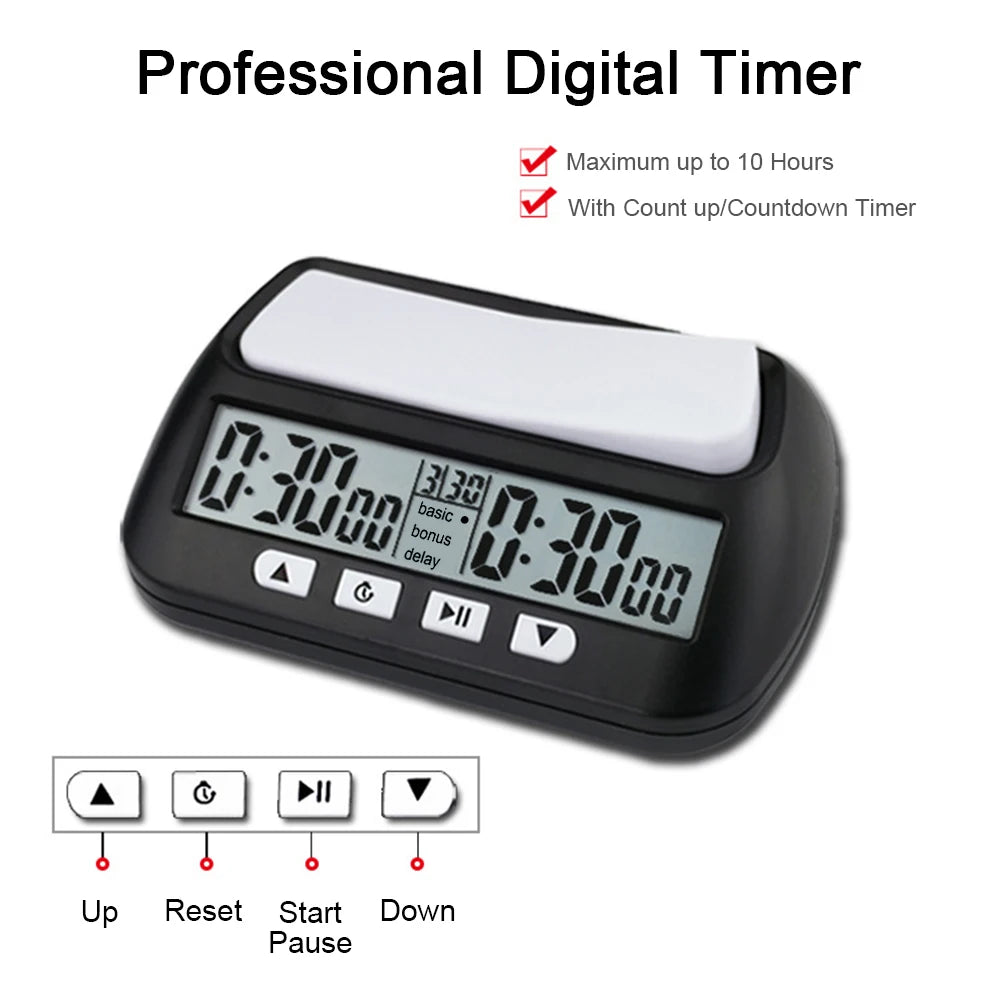 3-in-1 Multifunction Portable Chess Clock Digital Chess Timer for Board Games Professional Calculagraph  Time-meter with Alarm