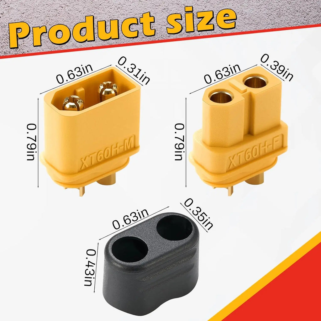 20Pairs XT60H (XT60 Upgrade) Connectors XT60H Male Female Bullet Connectors Plugs with Sheath for Lithium Battery RC Planes Car