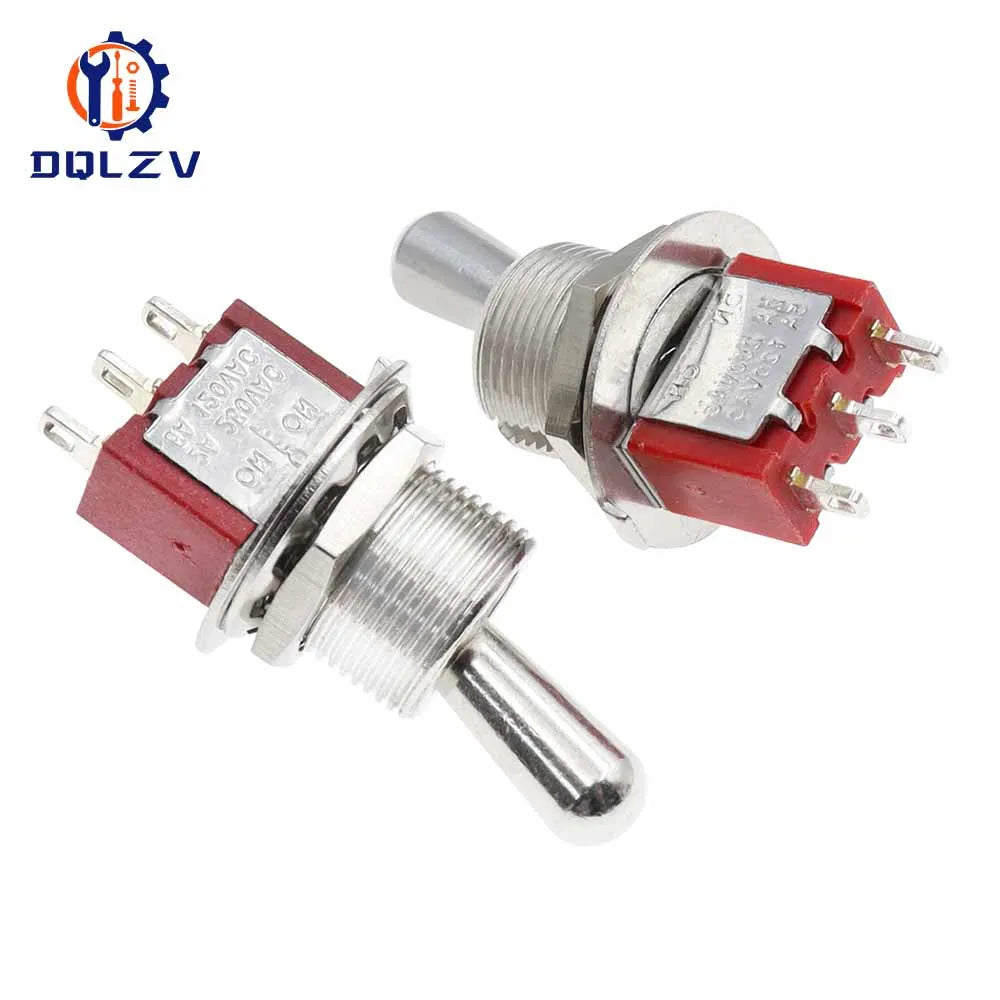 Red Mini 3pin 6pin 6mm 2/3 Position Self-resetting Toggle Switches ON-(ON)DPDT Mini Toggle Switches 6A/125V 3A/250V MTS