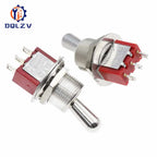 Red Mini 3pin 6pin 6mm 2/3 Position Self-resetting Toggle Switches ON-(ON)DPDT Mini Toggle Switches 6A/125V 3A/250V MTS