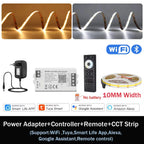 1-10M CCT 2700K-6500K Dimmable LED Strip 5mm 10mm COB LED Strip Light CCT Strip Tuya WiFi Controller Linear LED Tape With Dimmer