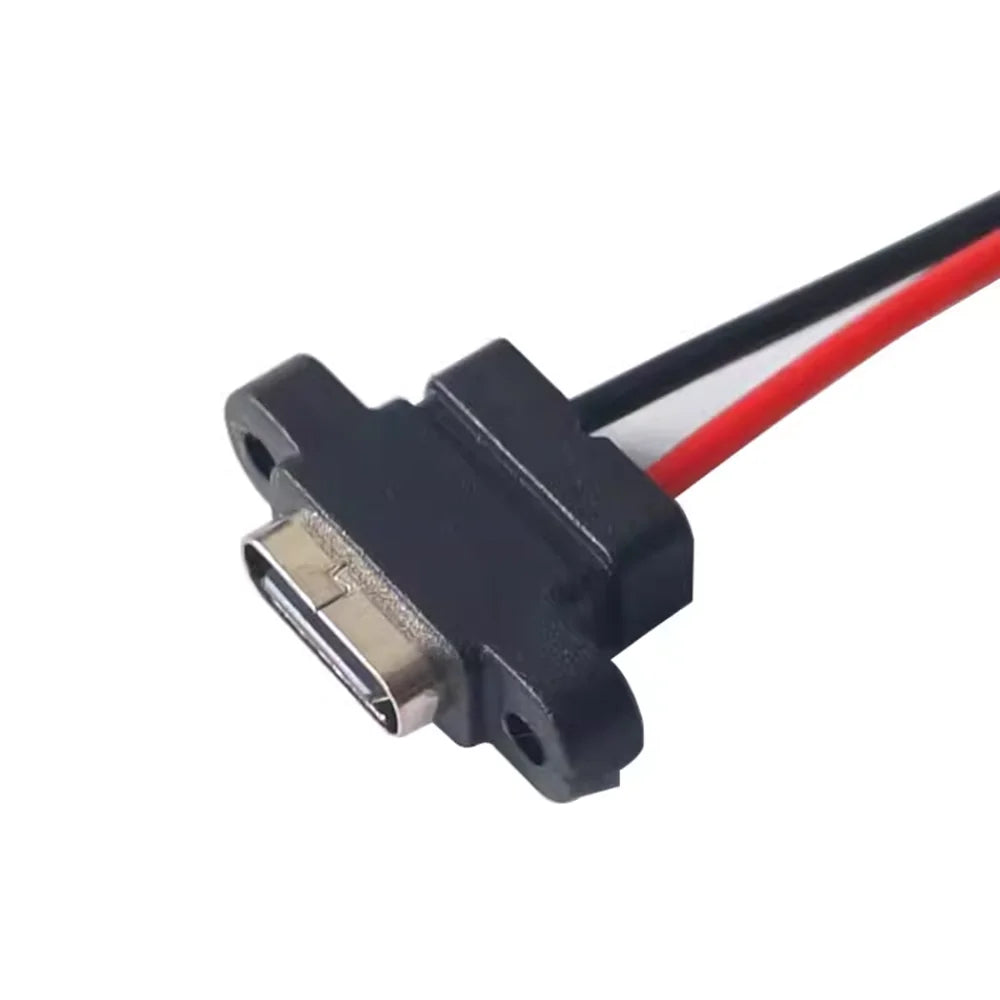 2/5/10pcs USB-C High Current Charging Socket With Rubber Ring 2Pin 4Pin Straight ear Side Ear Type C Waterproof Female Connector