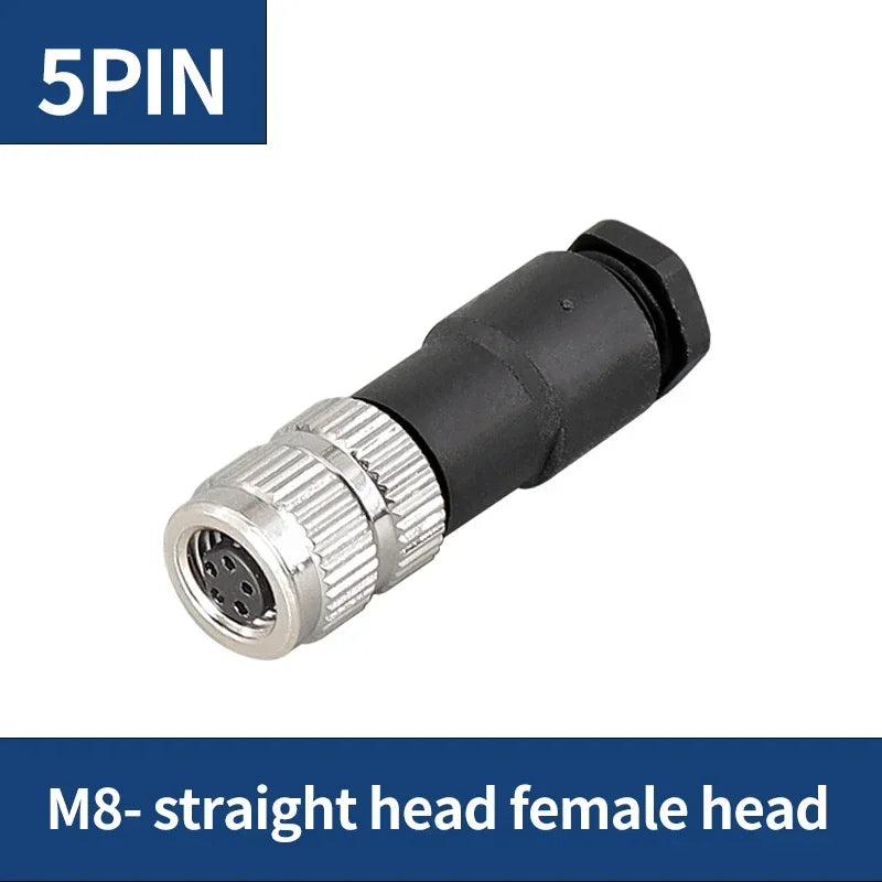M8 Sensor Connector Waterproof Male&female Plug Straight Angle Screw Threaded Coupling 3pin 4pin 5Pin