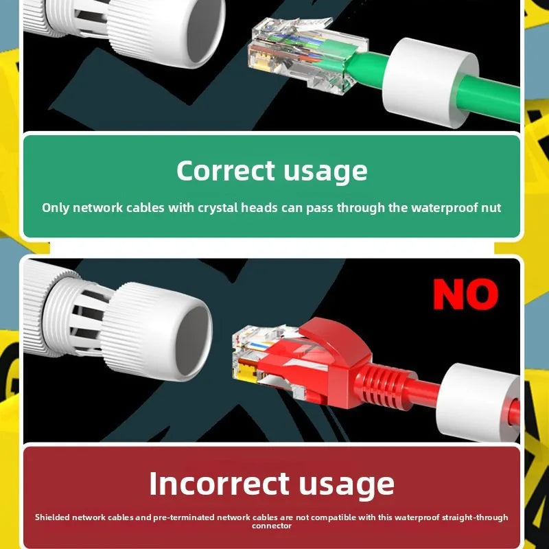 5/10/20PCS RJ45 Docking Connector Ethernet Network Waterproof IP67 Header Ethernet Network Straight-through Dustproof Female