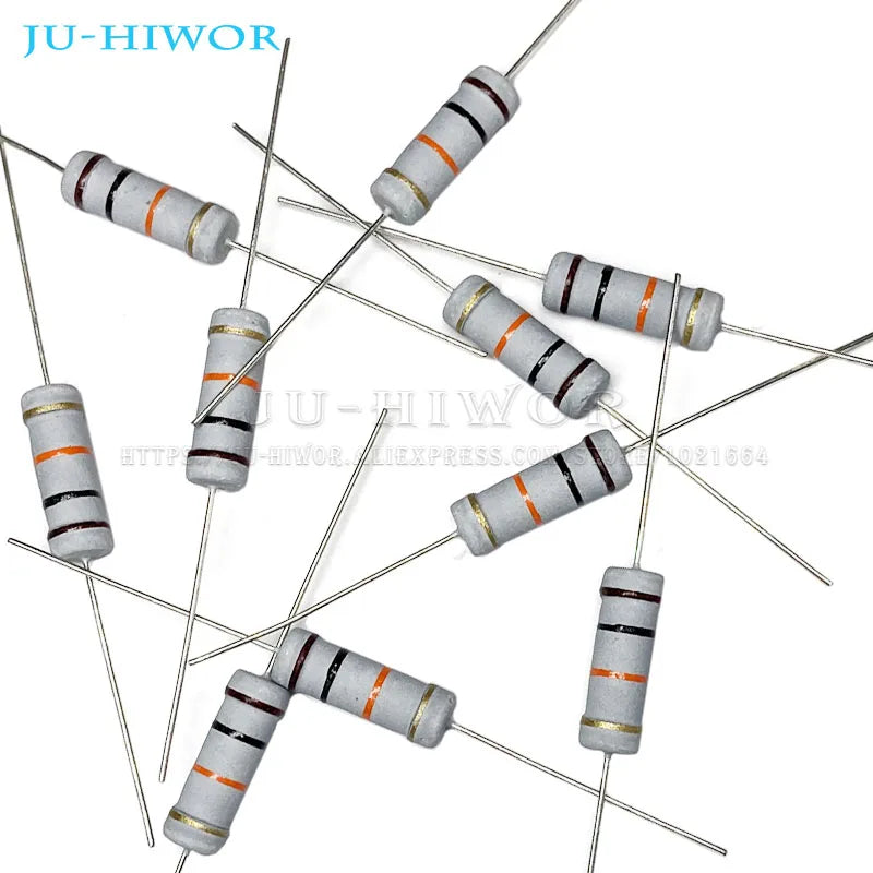 20pcs 3W 5% Metal Oxide Carbon Film Resistor 10 22 33 47 51 62 75 82 91 100 220 470 1K 10K 100K 2.2 4.7 22 47 100 220 470 R ohm