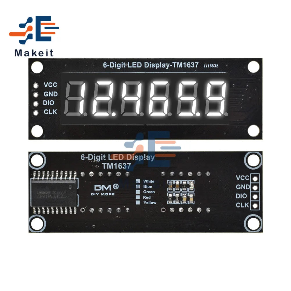 0.36 Inch 4 Bits 6-Digit LED Digital Display Tube Module 5V 7 Segments TM1637 0.36" Anode Tube Decimal Display Module FIve Color