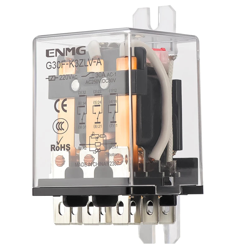 ENMG G30F High Current 30A Intermediate Relay High Power Compact Triple Open Triple Close DC30v24VDC 220VAC Induction LED Lights