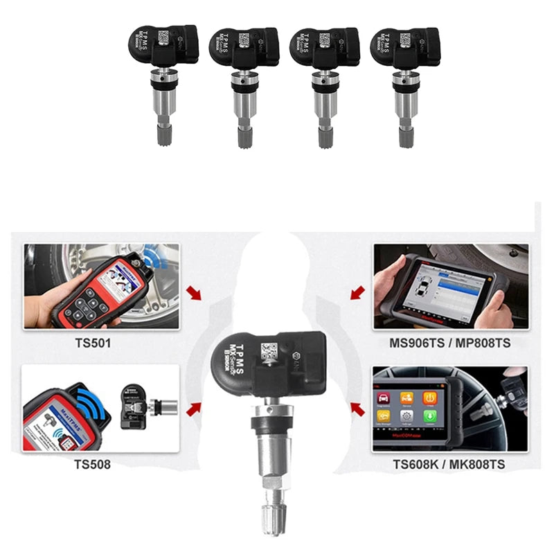 4Pcs Programming MX Sensor TPMS Tire Pressure Monitor Sensor 315MHZ 433MHZ Universal 2 in 1 Repair Tool for-Autel Black