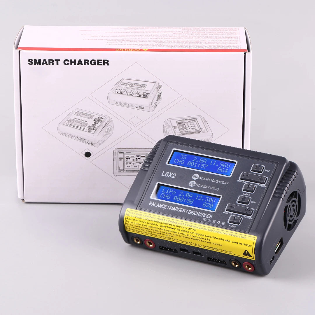 HTRC L6X2Lipo Intelligent Balanced Charger for RC Model Aircraft Dual Channel 2-6S Remote Control LiPo Battery Charger
