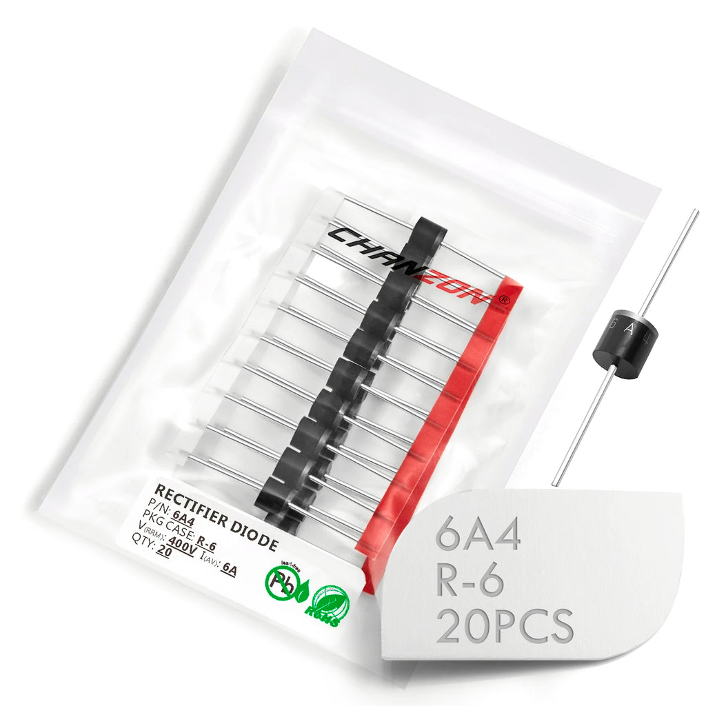 100% Original Genuine 20 Pcs 6A4 6A10 10A10 R-6 6A 10A 400V 1000V Electronic High Power Axial Silicon Rectifier Diode