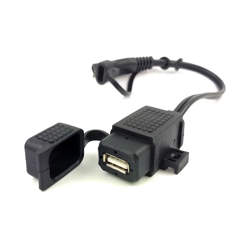 DIY SAE to USB Cable Adapter Waterproof USB Charger Quick 2.1A Port with Inline Fuse for Motorcycle Cellphone Tablet GPS