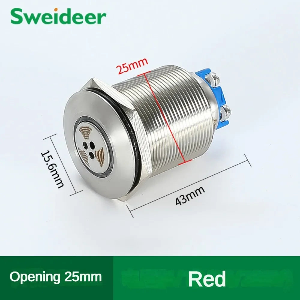 16/19/22/25mm Metal Buzzer Flash LED Alarm Indicator Light Signal Lamp Flashing Buzzer Intermittent Sound 6V 12V 24V 220V Red