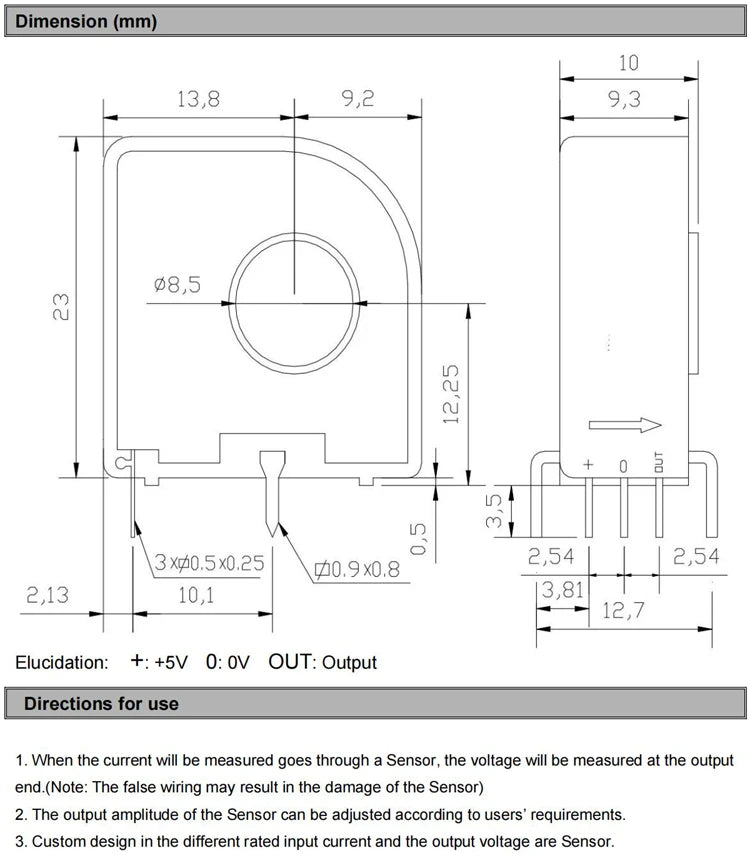 Hall Effect Current Transducer 1.65V 0.625V QNHC3 10A 15A 20A 30A 50A 100A DC Current Sensor 2.5V 2V Transformer PCB Mount CT
