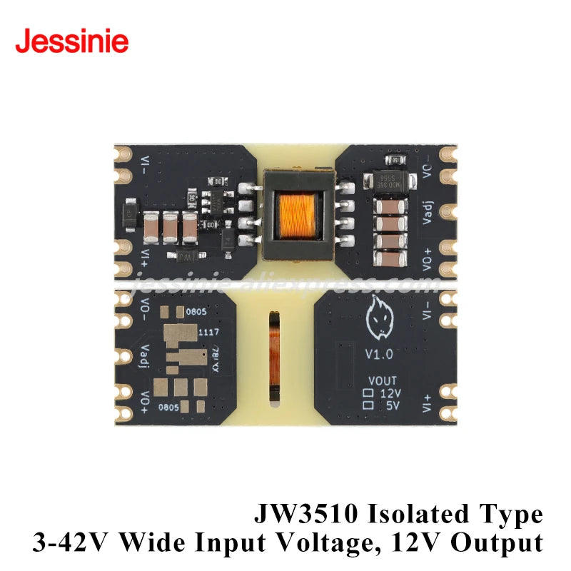 5pcs/1pc Isolated DC-DC Power Module Wide Voltage 3-42V Input JW3510 5V 12V Output XC7010 15-70V Stabilizer Board Reserved LDO