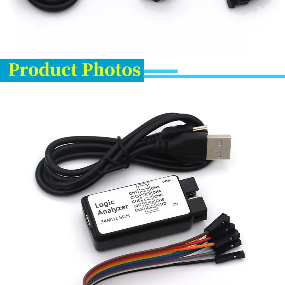 USB Logic Analyzer Microcontroller for ARM FPGA Debugger 8 Channels 24M Samples Set for Digital Electronics Testing ﻿