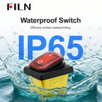 FILN Heavy Duty IP68 Waterproof LED Toggle Rocker Switch T8530A12V/220VRed/Blue/Green ON/OFF Ideal for Car & Marine Use