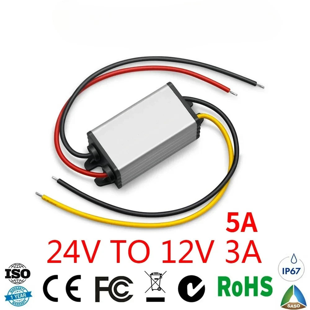 DC 24V to 12V 3A 5A 15V-40V to 12V Step Down Buck Converter Voltage Regulator Power Supply for LED Light Car Truck Boat CE