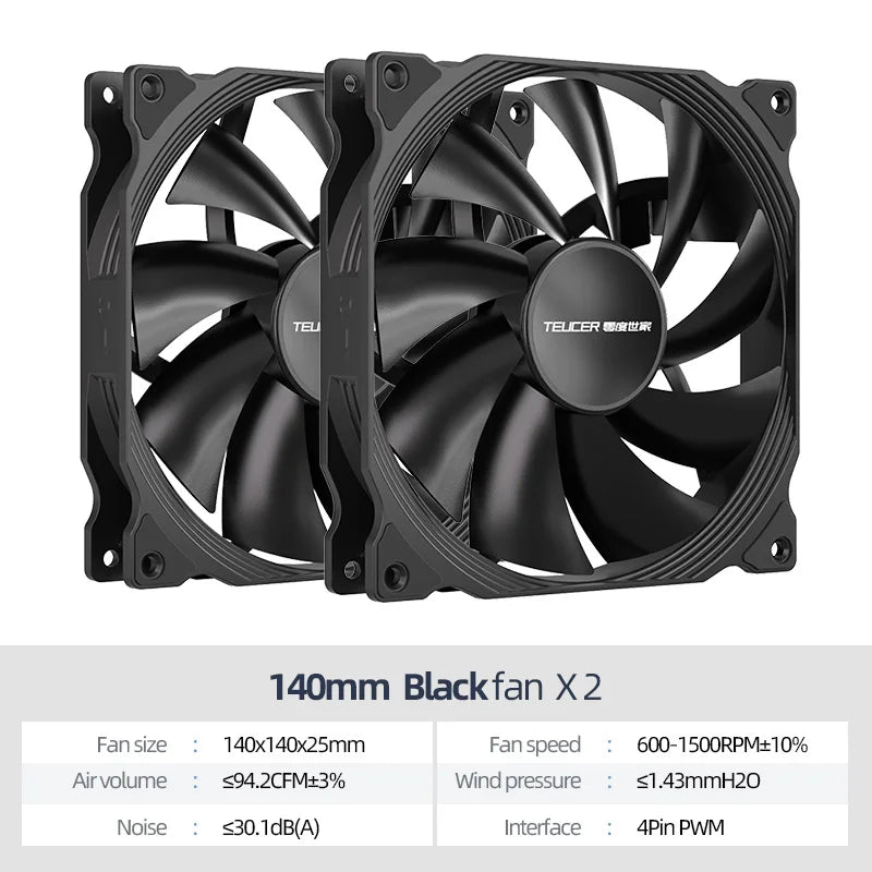 Teucer AF 14025 PC Case Cooling Fan 12V 4Pin PWM MHDB Hydraulic Bearing White 14CM Silent Fan for Computer Radiator Ventilator