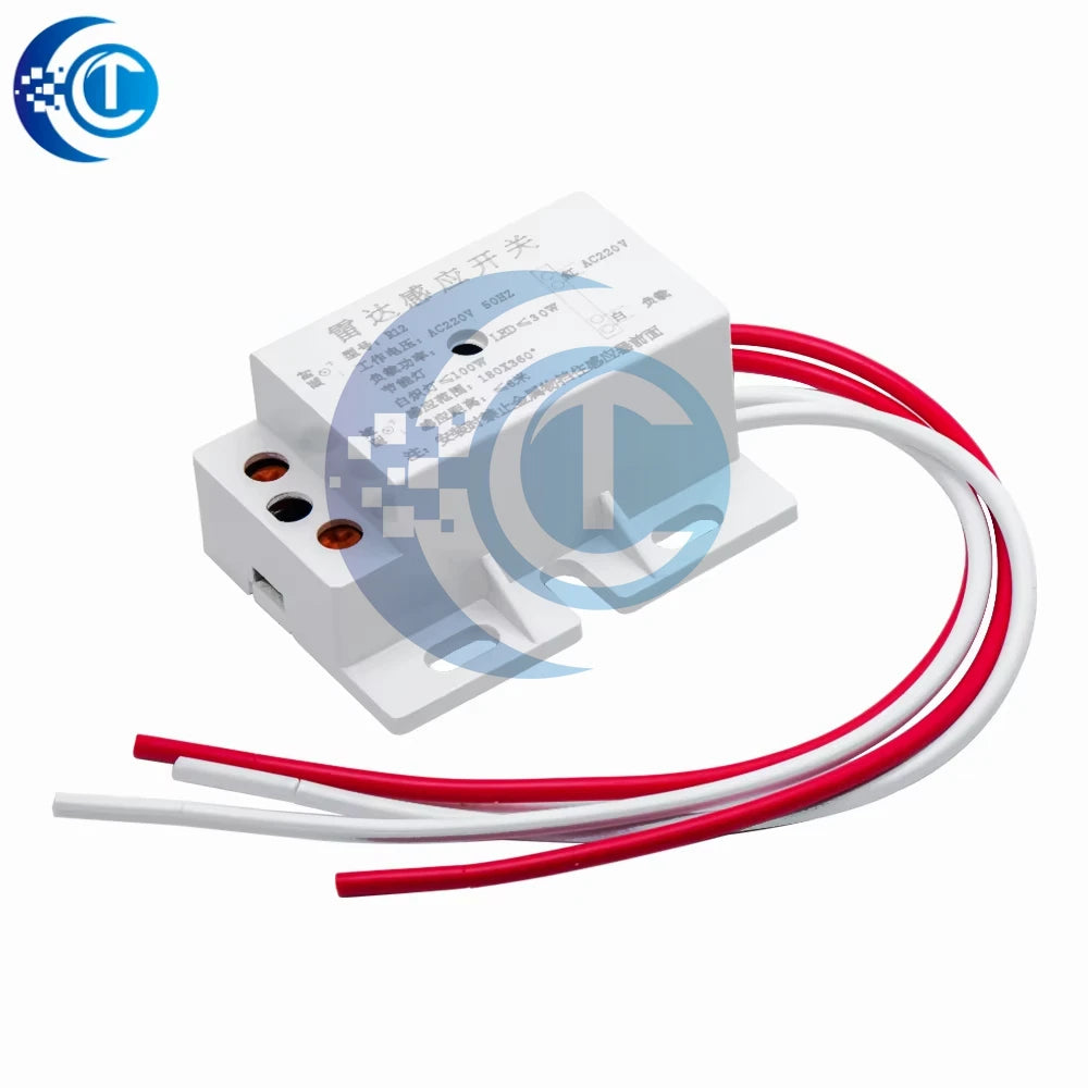 New 220V AC 50Hz Auto Infrared Sensor Switch PIR Microwave Radar Body Motion Sensor Module Adjustable For Time Distance Range