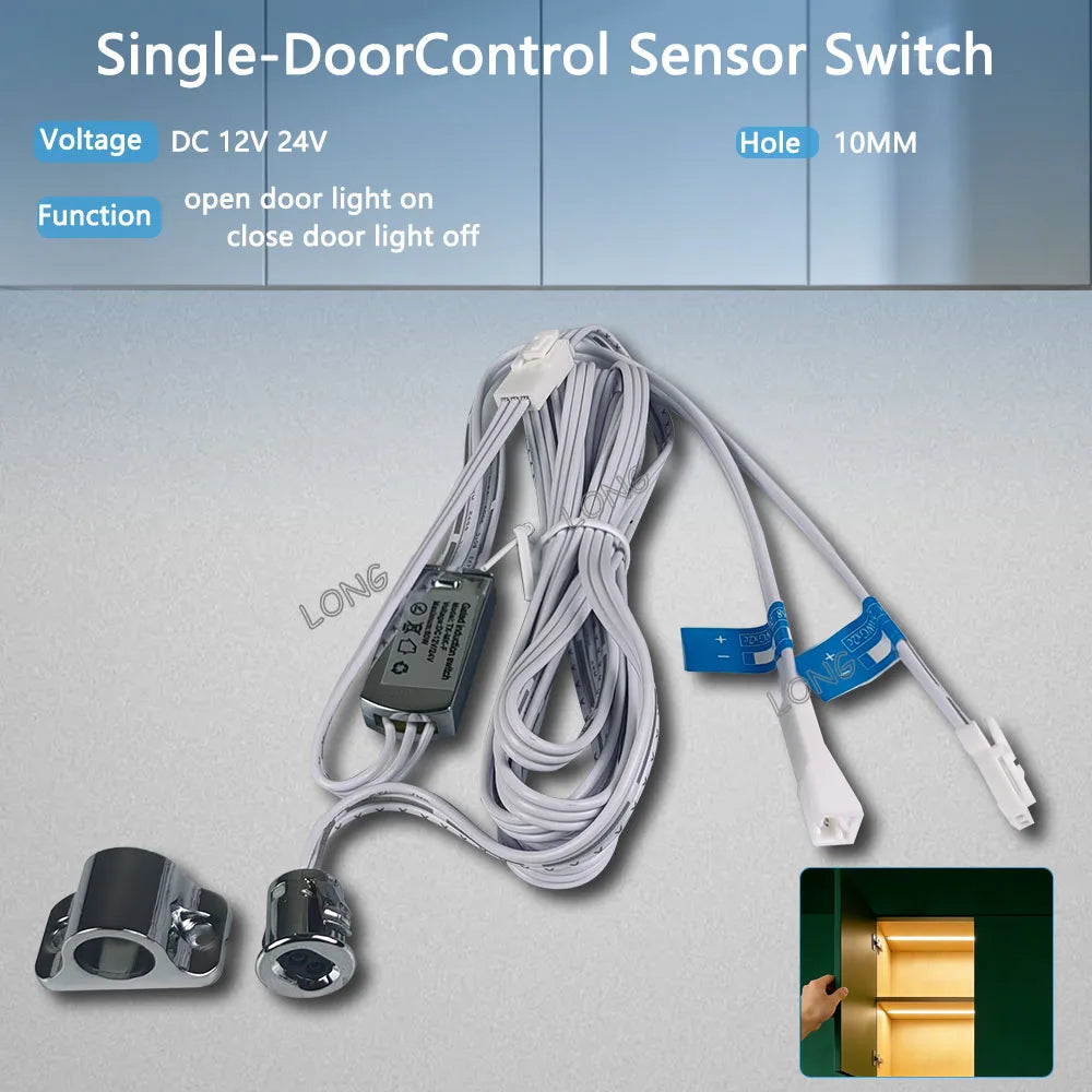 Wardrobe Sensor Switch DC12V 24V 5A PIR Hand Sweep Door Control Touch Sensor For LED Cabinet Closet Lighting