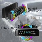 Solar Power TPMS Car Tire Pressure Monitoring System Alarm Tyre Air Pressure Meter Gauge Temperature Warning With 4 Sensors
