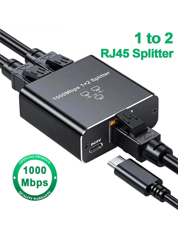 1 to 2 1000M Rj45 Splitter Gigabit Ethernet Adapter Internet Network Cable Extender Rj45 Connector for PC TV Box Router Sharer