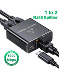 1 to 2 1000M Rj45 Splitter Gigabit Ethernet Adapter Internet Network Cable Extender Rj45 Connector for PC TV Box Router Sharer