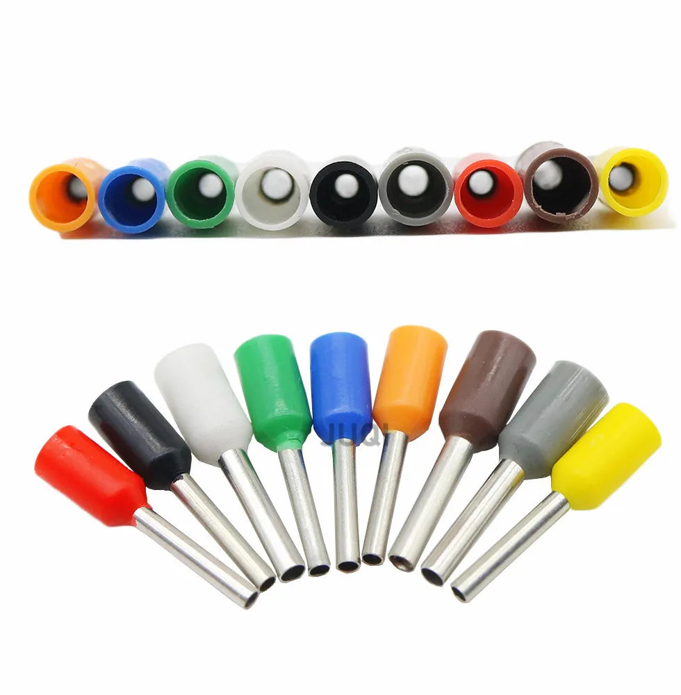 100pcs/Pack E0508 E0510 E0512 Insulated Ferrules Terminal Block Cord End Wire Connector Electrical Crimp Terminator 0.5mm²