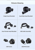 CNLINKO Waterproof USB 2.0/3.0 Connector – Industrial Electrical Receptacle, Data Transfer Female Socket for Harsh Environment