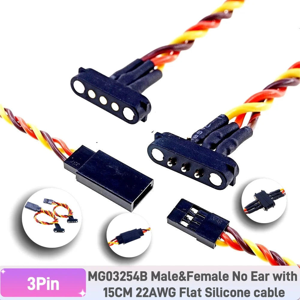 1/5 Pairs Magnetic Snap-on JR Servo Extension Cable for RC Drone Glider Airplane Models 60 CoresDIY Upgrate