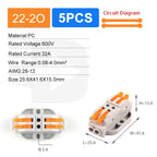 Quick Butt Lever Crimp Terminals Wire Connectors 2-12 Way With Fixing Holes Push-In Universal Compact Electrical Terminal Block