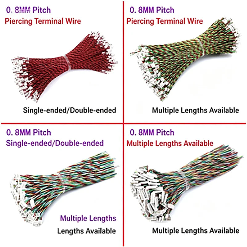 5PCS  JST 0.8mm Connector Cable Wire 02SUR Single Double Head 2P 3P 4P 5P 6P 7P 8P 10P 0.8mm Pitch IDC Type 10cm 20cm 30cm
