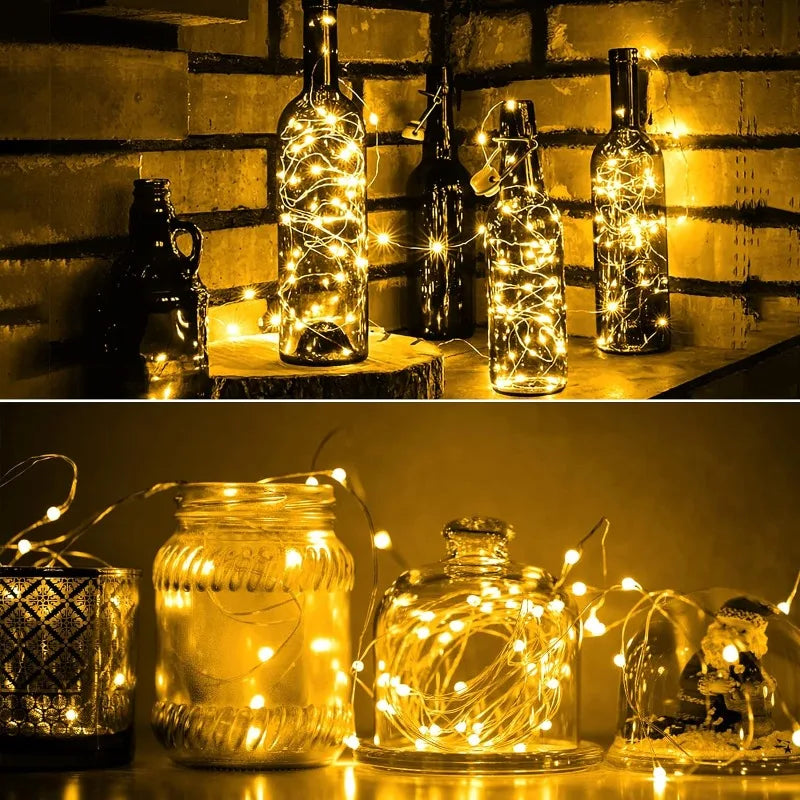 1m-30m LED String Light 8 Colors Fairy Lights LED Copper Wire Battery Powered for Wedding Party Christmas Decor Holiday Garland