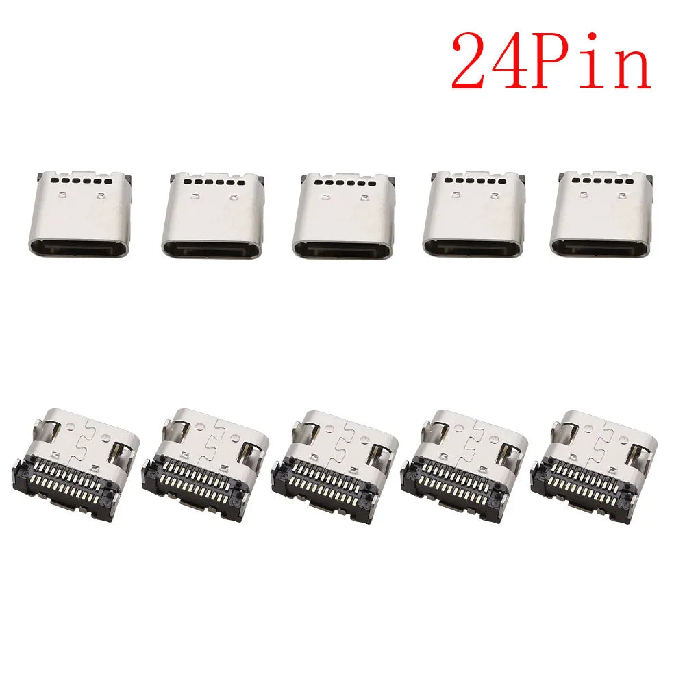 10Pcs USB Connector Type C Female Charging Port Jack 2P/6P/16P/24 Pin Soldering PCB SMD SMT DIY USB-C Socket Adapter