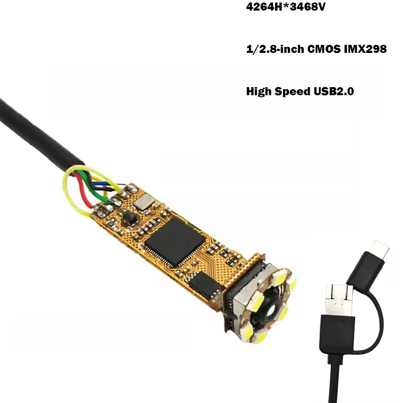 IMX298 16MP HD USB Camera Module Autofocus 78.4° UVC-compliant, Plug And Play With Led Light For Industrial Inspection