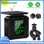 Extractme Tire Pressure Monitoring System Colorful Display Wireless TPMS Motorcycle Solar Charge Tyre Temperature Alarm Sensor