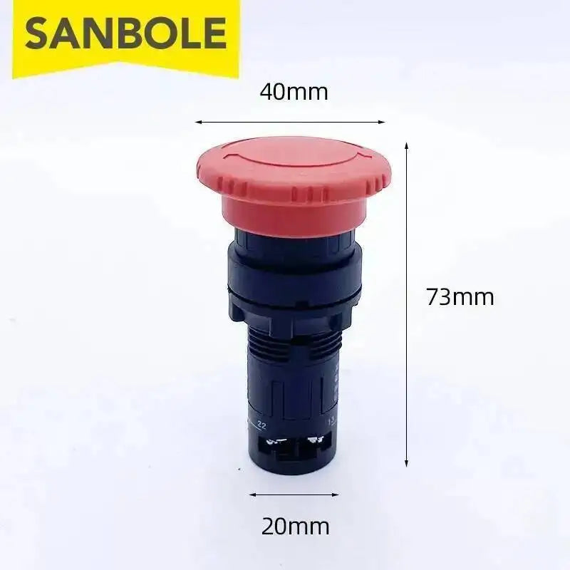 5pcs Plastic Red Mushroom Head Emergency Stop Push Button Switch Open Hole 22mm Silver Contact Round NO NC XB7-ES545 542