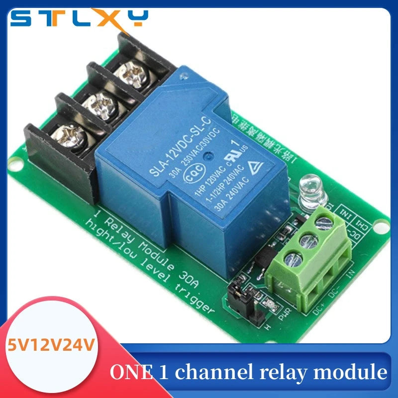 ONE 1 channel relay module 30A with optocoupler isolation 5V 12V 24V supports high and low Triger trigger