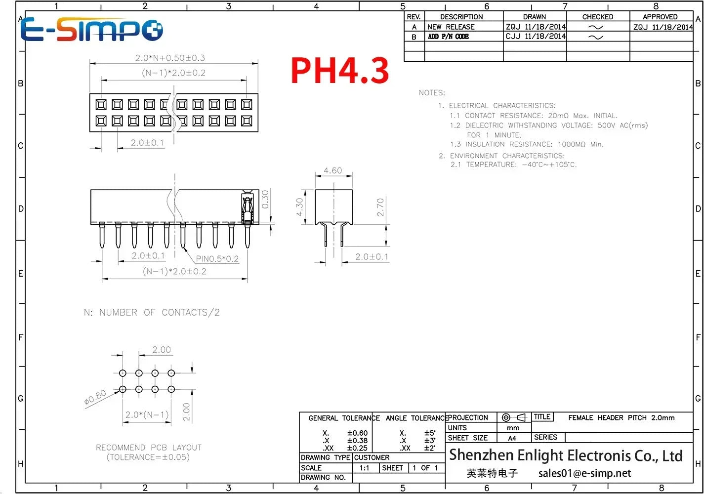 10pcs 2.0mm Double Row Straight Female 2-40P Pin Header Socket Connector 2x2-25Pin PH=4.3/6.35/2.0MMGold-plated PCB Connector