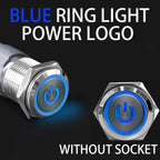 2NO2NC 16/19/22mm Waterproof Metal Push Button Switch LED Light Momentary Car Engine Power Switch 3/6/12/24/220V silver 1NO1NC
