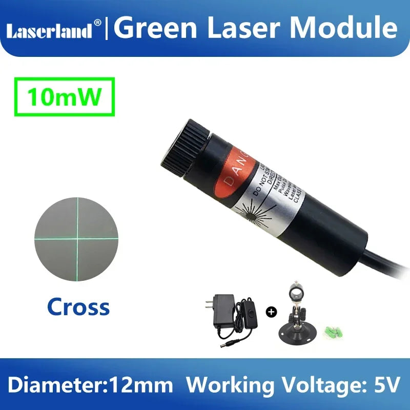 Green Laser Diode Module 10mW Dot Line Cross Projector for Alignment of Cloth Cutting Location