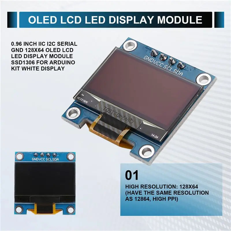 A12E-0.96 Inch IIC I2C Serial GND 128X64 OLED LCD LED Display Module SSD1306 For Arduino Kit