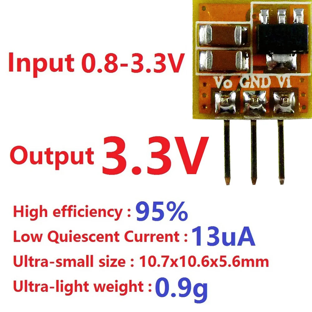 0.7-5V to 3V/3.3V/5V Boost Converter Module 95% Efficiency for AA/AAA Battery Motor Breadboard Power Supply With/Without Pin