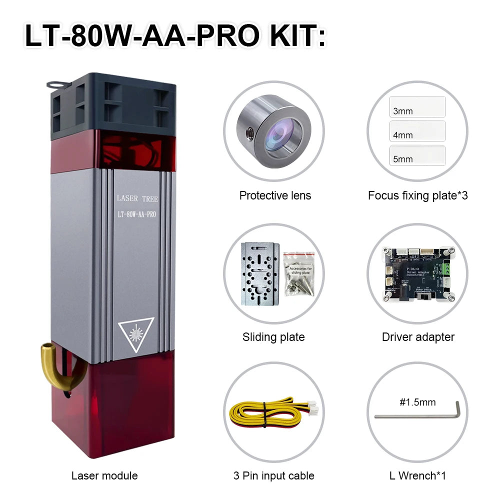 LASER TREE 10W 5W 4W Laser Module, 450nm TTL Blue Light Laser Head for Laser Engraving Wood DIY Creation Tool