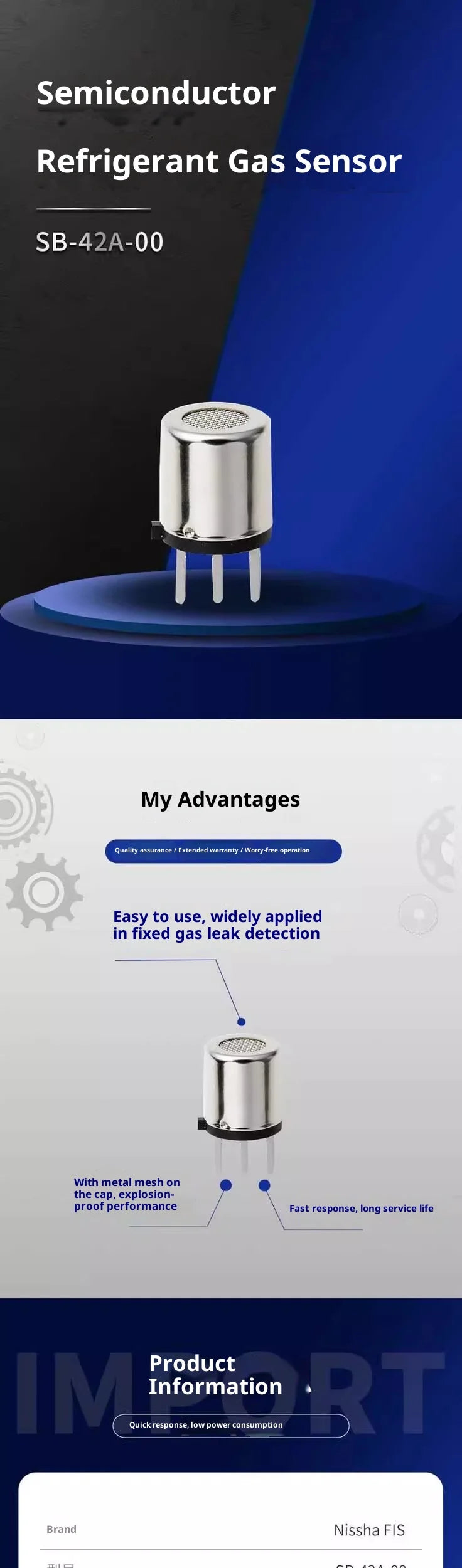 FIS Japanese household refrigerant gas leakage detection R22/R32/R410A sensor SB-42A-00