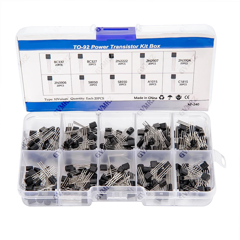 200PCS 10Values TO-92 Power Transistor Kit (BC337/2N2222/S8050 etc.) for Arduino DIY Electronic Project  BC337 2N2222 S8050