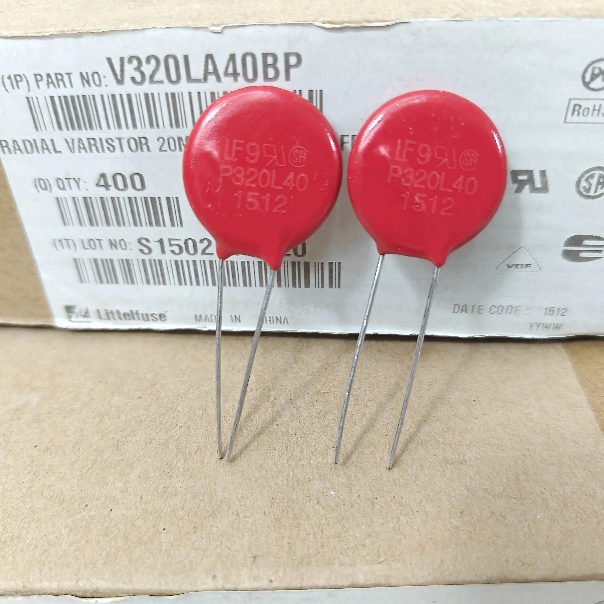 1/10PCS Original P320L40 P320L40C Litteifuse For V320LA40BP Red Varistor 320V 6500A 6KA DISC 20MM Rheostat 750pF MOV V320LA40CP