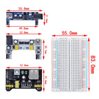 3.3V/5V MB102 Breadboard power module+ 400 points Solderless Prototype Bread board kit +65 Flexible jumper wires